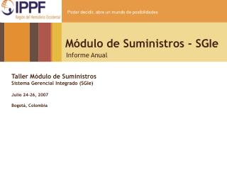 Módulo de Suministros - SGIe