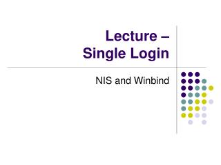 Lecture – Single Login