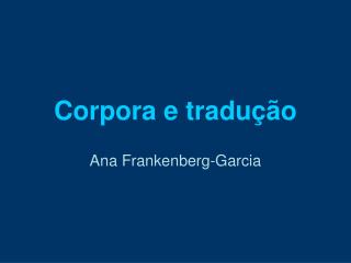 Corpora e tradução