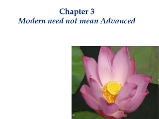 Chapter 3 Modern need not mean Advanced