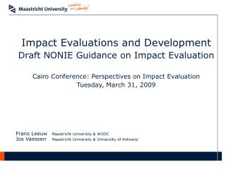 Impact Evaluations and Development Draft NONIE Guidance on Impact Evaluation