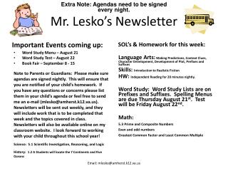Mr. Lesko’s Newsletter
