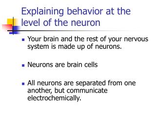 Explaining behavior at the level of the neuron