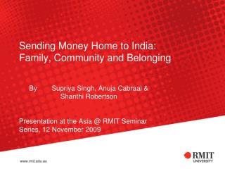 Sending Money Home to India: Family, Community and Belonging