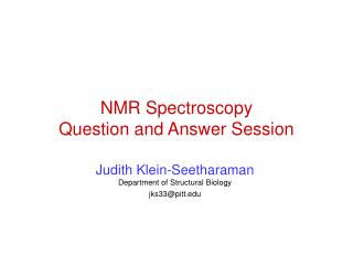 NMR Spectroscopy Question and Answer Session