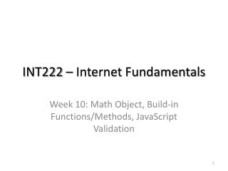 INT222 – Internet Fundamentals