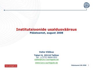 Institutsioonide usaldusväärsus Päästeamet, august 2008