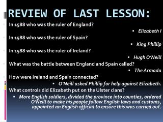 REVIEW OF LAST LESSON: