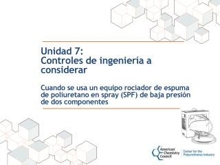 Unidad 7: Controles de ingeniería a considerar