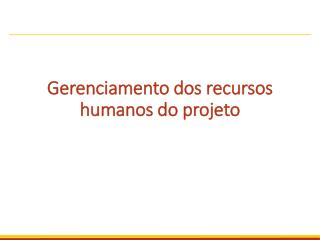 Gerenciamento dos recursos humanos do projeto