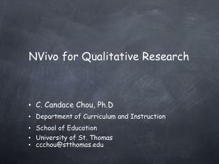 NVivo for Qualitative Research