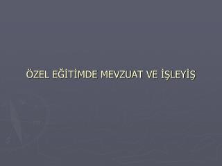 ÖZEL EĞİTİMDE MEVZUAT VE İŞLEYİŞ