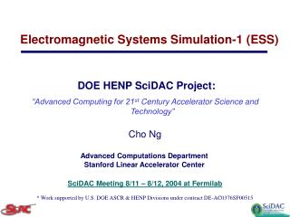 DOE HENP SciDAC Project: