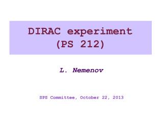 DIRAC experiment (PS 212)