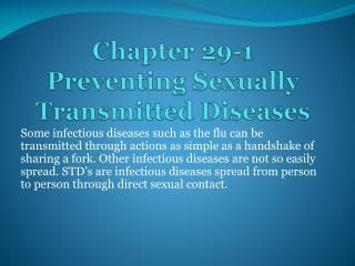 Chapter 29-1 Preventing Sexually Transmitted Diseases