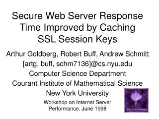 Secure Web Server Response Time Improved by Caching SSL Session Keys
