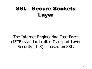 SSL - Secure Sockets Layer