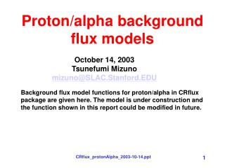 Proton/alpha background flux models