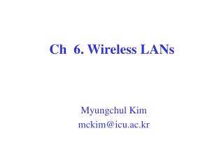 Ch 6. Wireless LANs
