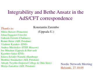 Integrability and Bethe Ansatz in the AdS/CFT correspondence