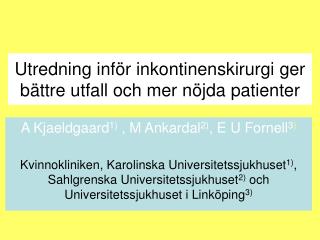 Utredning inför inkontinenskirurgi ger bättre utfall och mer nöjda patienter