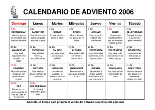 CALENDARIO DE ADVIENTO 2006