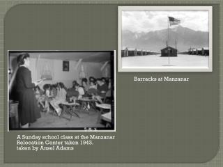 A Sunday school class at the Manzanar Relocation Center taken 1943. taken by Ansel Adams