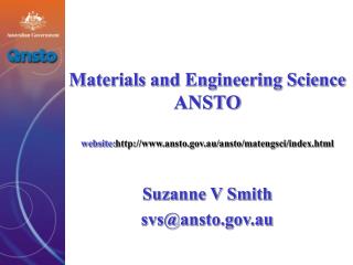 Suzanne V Smith svs@ansto.au