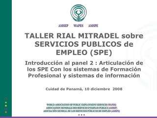 TALLER RIAL MITRADEL sobre SERVICIOS PUBLICOS de EMPLEO (SPE)