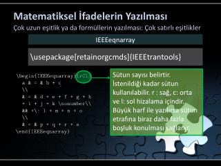 Matematiksel İfadelerin Yazılması