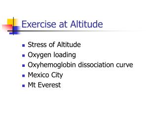 Exercise at Altitude