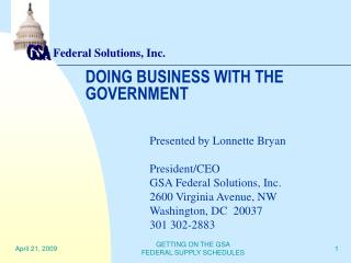 DOING BUSINESS WITH THE GOVERNMENT