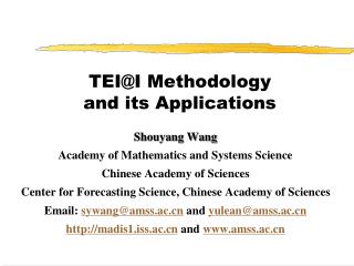TEI@I Methodology and its Applications