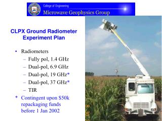 CLPX Ground Radiometer Experiment Plan