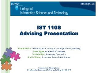 IST 110S Advising Presentation