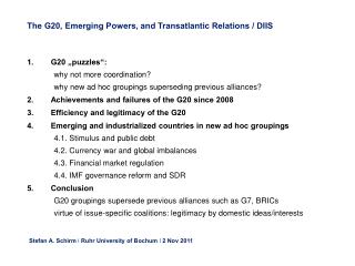The G20, Emerging Powers, and Transatlantic Relations / DIIS