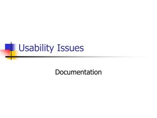 Usability Issues