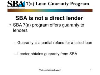 SBA is not a direct lender