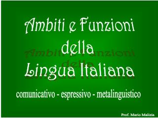 Ambiti e Funzioni della Lingua Italiana