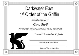 Darkwater East 1 st Order of the Griffin