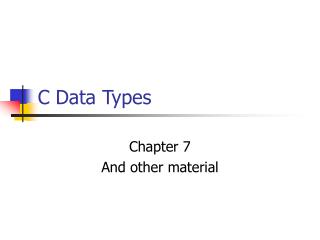 C Data Types