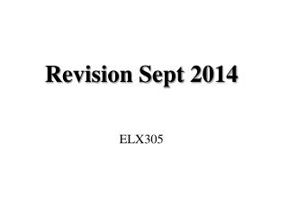Revision Sept 2014