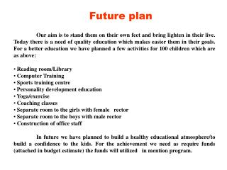 Future plan