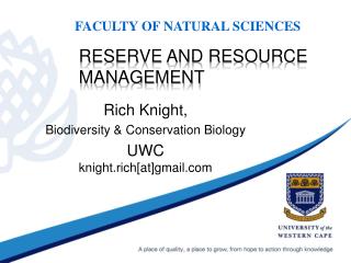 Reserve and resource management