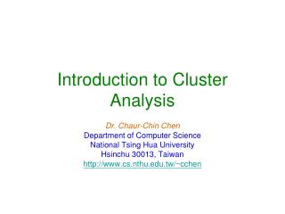 Introduction to Cluster Analysis