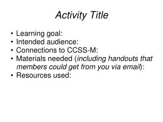 Activity Title