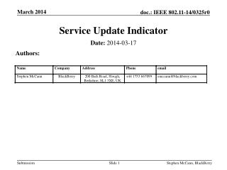 Service Update Indicator