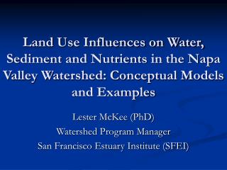 Lester McKee (PhD) Watershed Program Manager San Francisco Estuary Institute (SFEI)