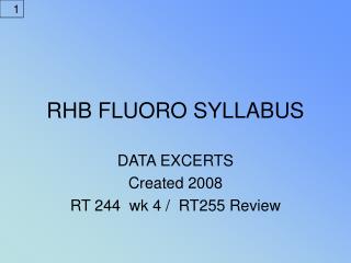 RHB FLUORO SYLLABUS