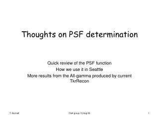 Thoughts on PSF determination